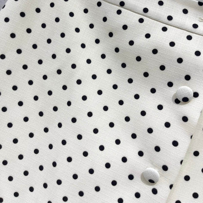 Vintage Button Polka Dot Ruffle Midi Skirt
