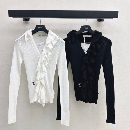 Chic & Elegant 3D Lace-Collar Knit Baselayer