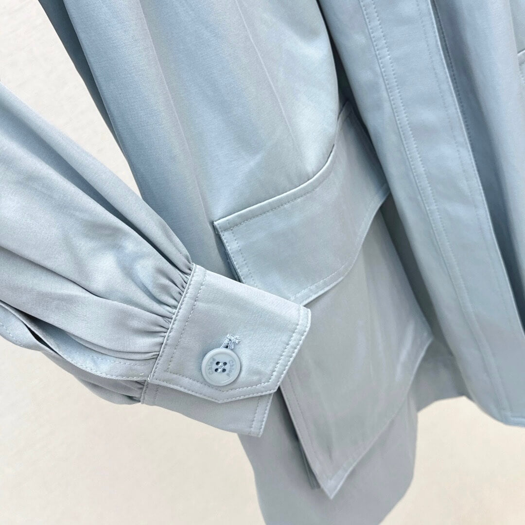 Minimalist Double-Pocket Mid-Length Trench Coat