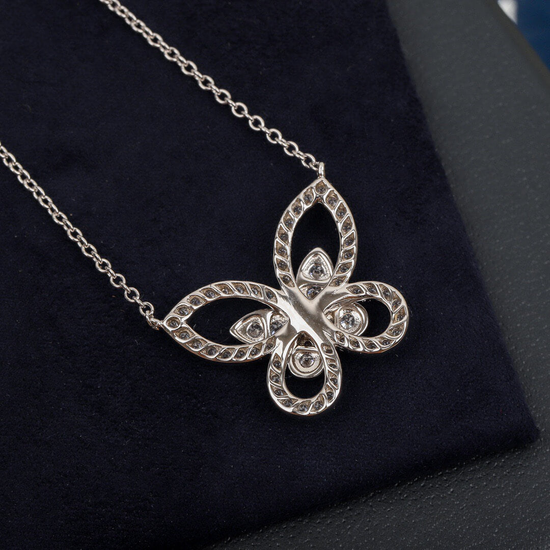 Elegant Diamond Butterfly Necklace