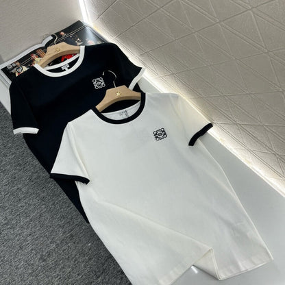 Minimalist Color-Block Embroidered T-Shirt
