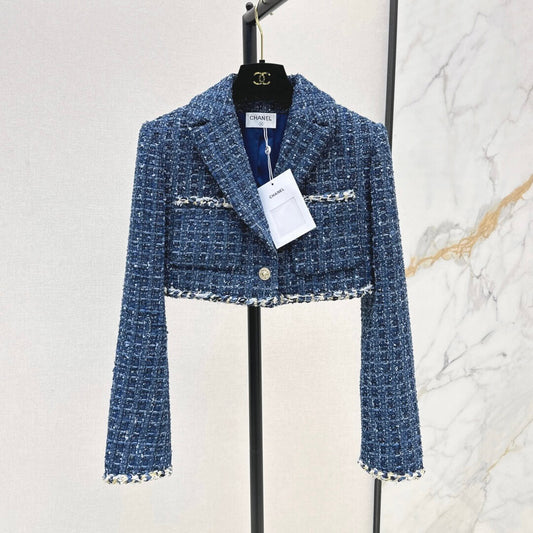 Classic Plaid Tweed Short Coat