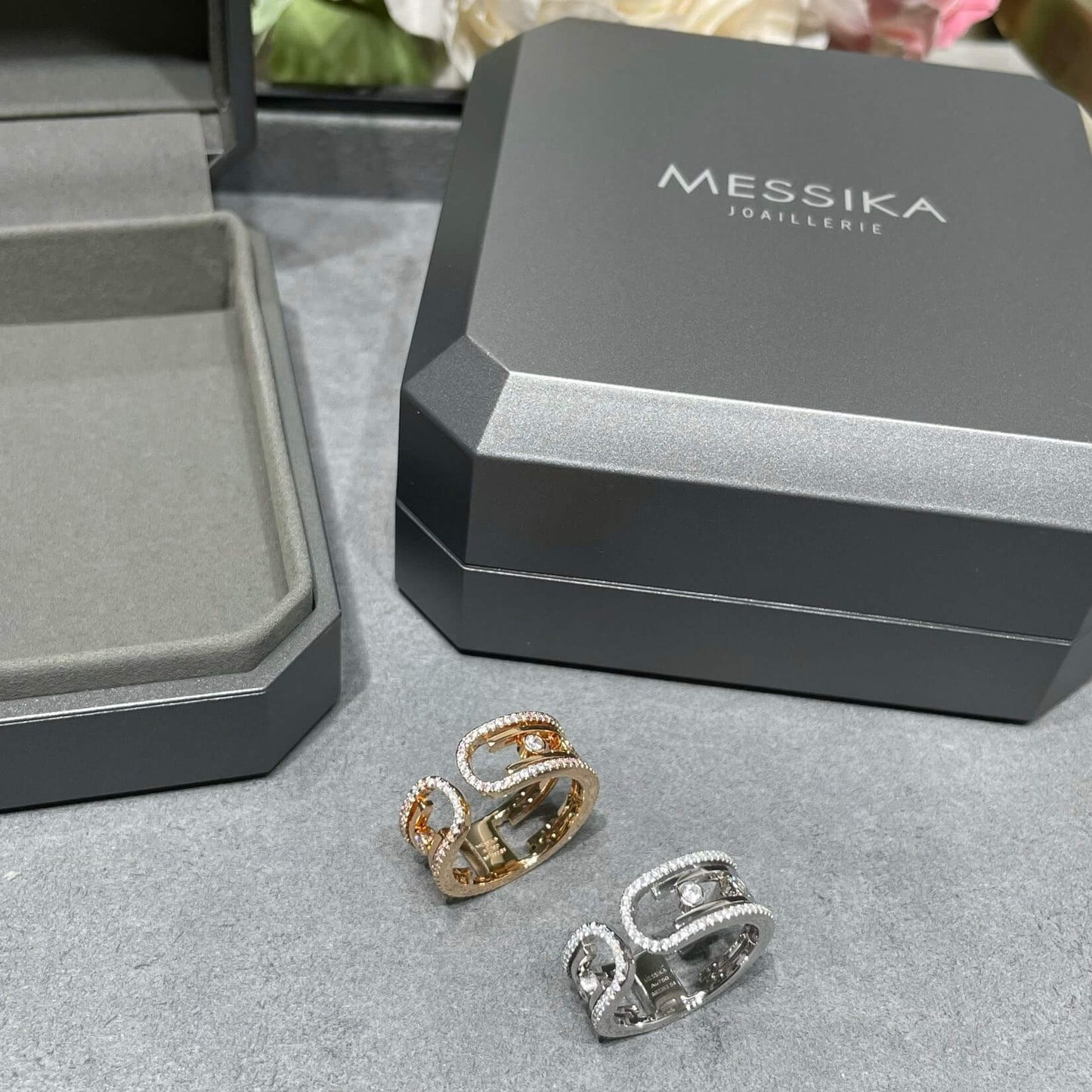 Unique Double-Row Articulated Open Ring