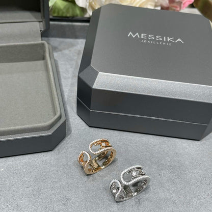 Unique Double-Row Articulated Open Ring