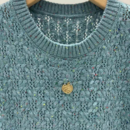 Minimalist Crewneck Lace-Knit Sleeveless Top