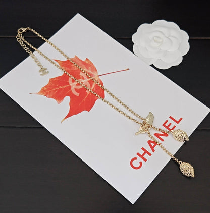 Chic Trendy Leaf Pink Diamond-Accented Necklace