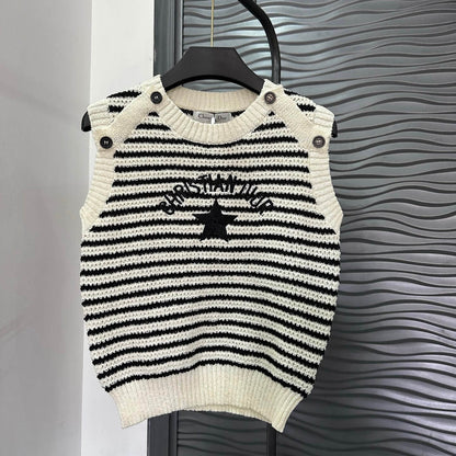 Casual Style Striped Knitted Vest