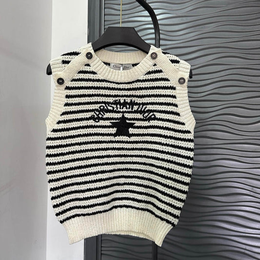 Casual Style Striped Knitted Vest