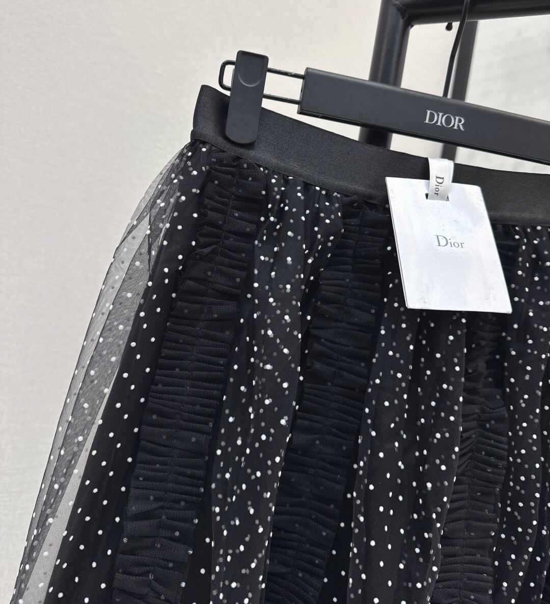 Elegant 3D Flocked Polka Dot Midi Skirt