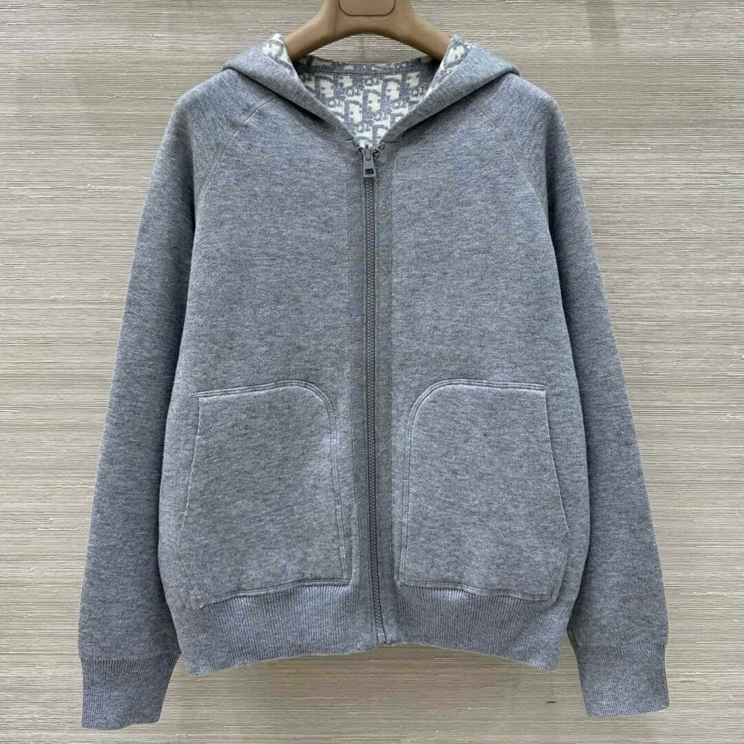 Classic Reversible Hooded Knit Jacket