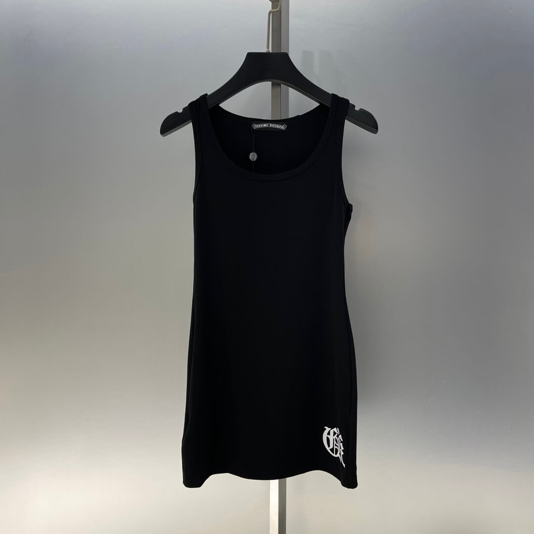 Classic Cross-Printed Sleeveless Dress