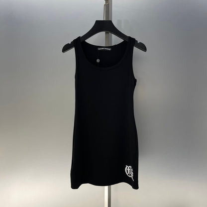 Classic Cross-Printed Sleeveless Dress