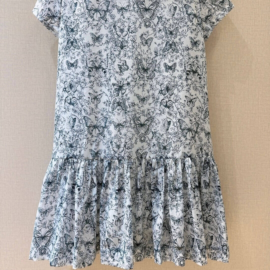 Pearl Button Butterfly Print Dress