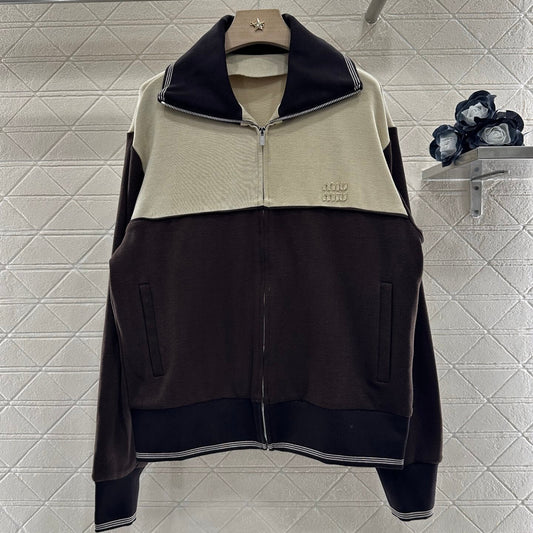 Vintage Color-Block Notch Lapel Jacket