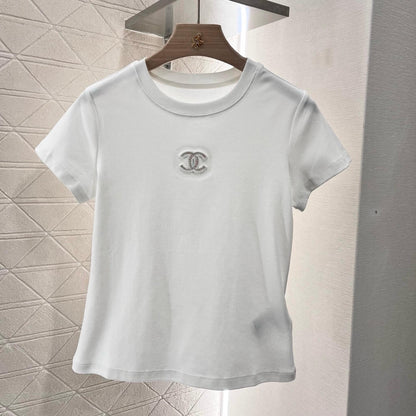 Casual Style Sequined Embroidered T-Shirt