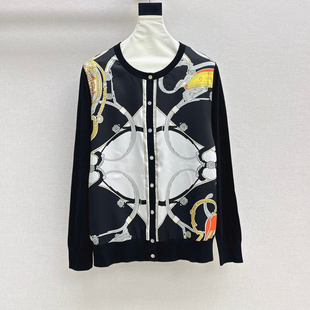 Classic Symmetrical Print Tencel Cardigan