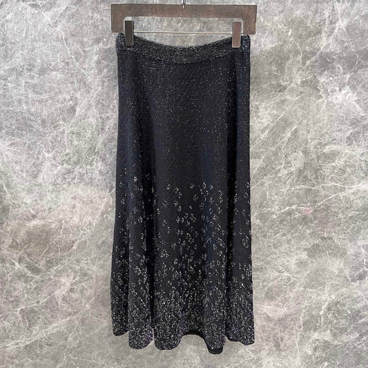 Bow-Embellished Sequin Skirt