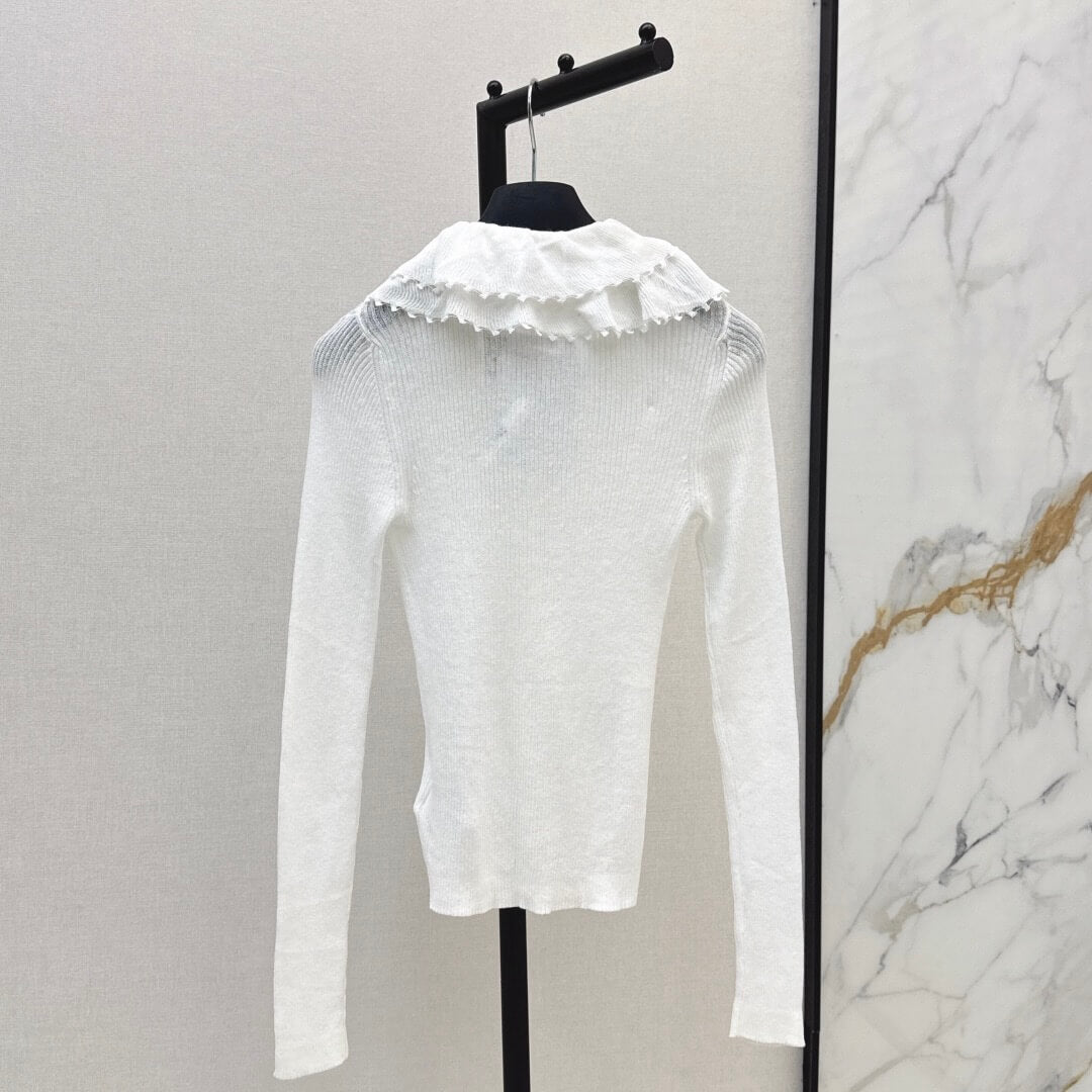 Chic & Elegant 3D Lace-Collar Knit Baselayer