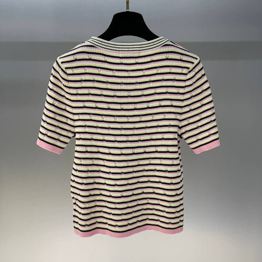 Letter Embroidered Colorful T-Shirt