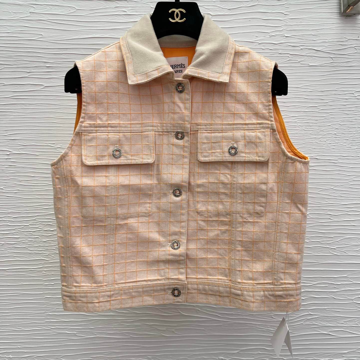 Classic Orange-Toned Denim Vest