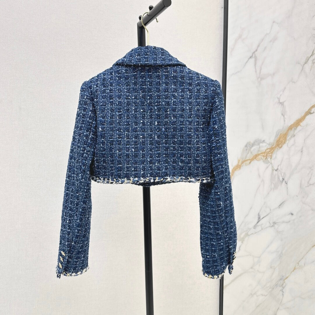 Classic Plaid Tweed Short Coat