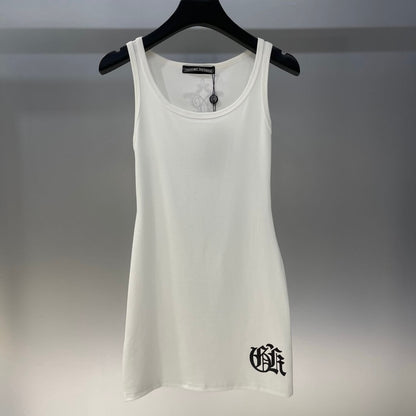 Classic Cross-Printed Sleeveless Dress