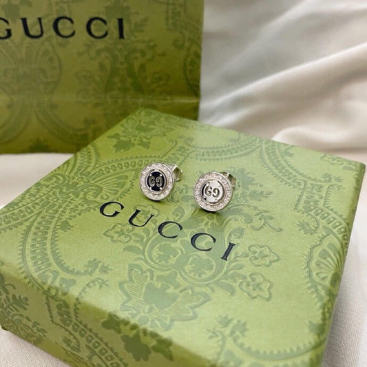 Classic Round Letter Diamond Stud Earrings