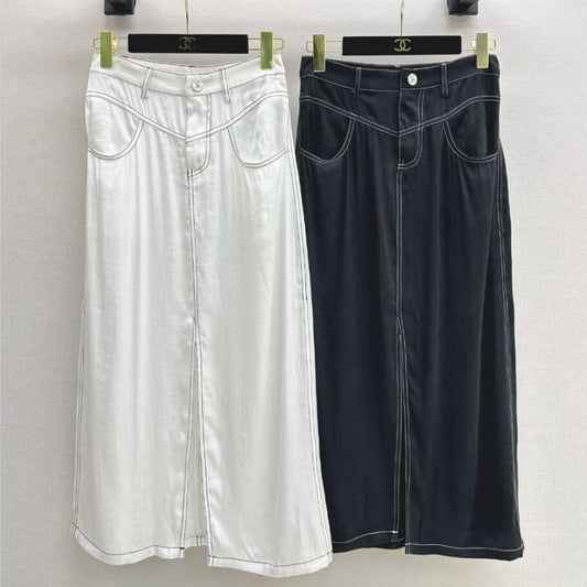 Trendy Slit Skirt with Effortless Drapery