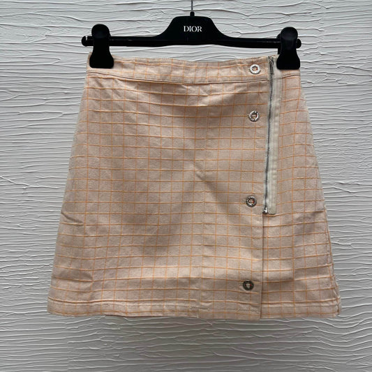 Classic Orange-Toned Denim Mini Skirt