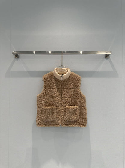 Fashionable Plush-Textured Down Vest