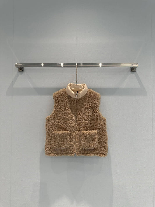 Fashionable Plush-Textured Down Vest