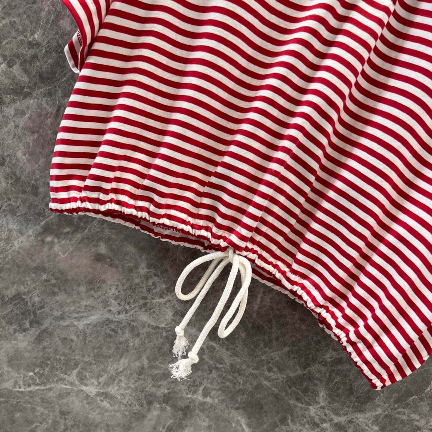 Red & White Color-Block Striped Embroidered T-Shirt