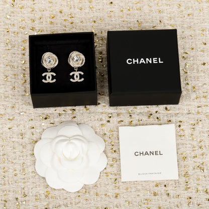 Brushed-Finish Diamond Circle Earrings