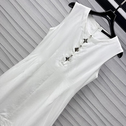 Metal Four-Leaf Clover Embellished Vest Dress