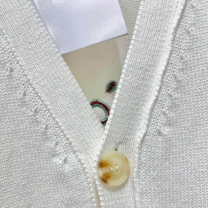 Minimalist Casual Embroidered Knit Cardigan