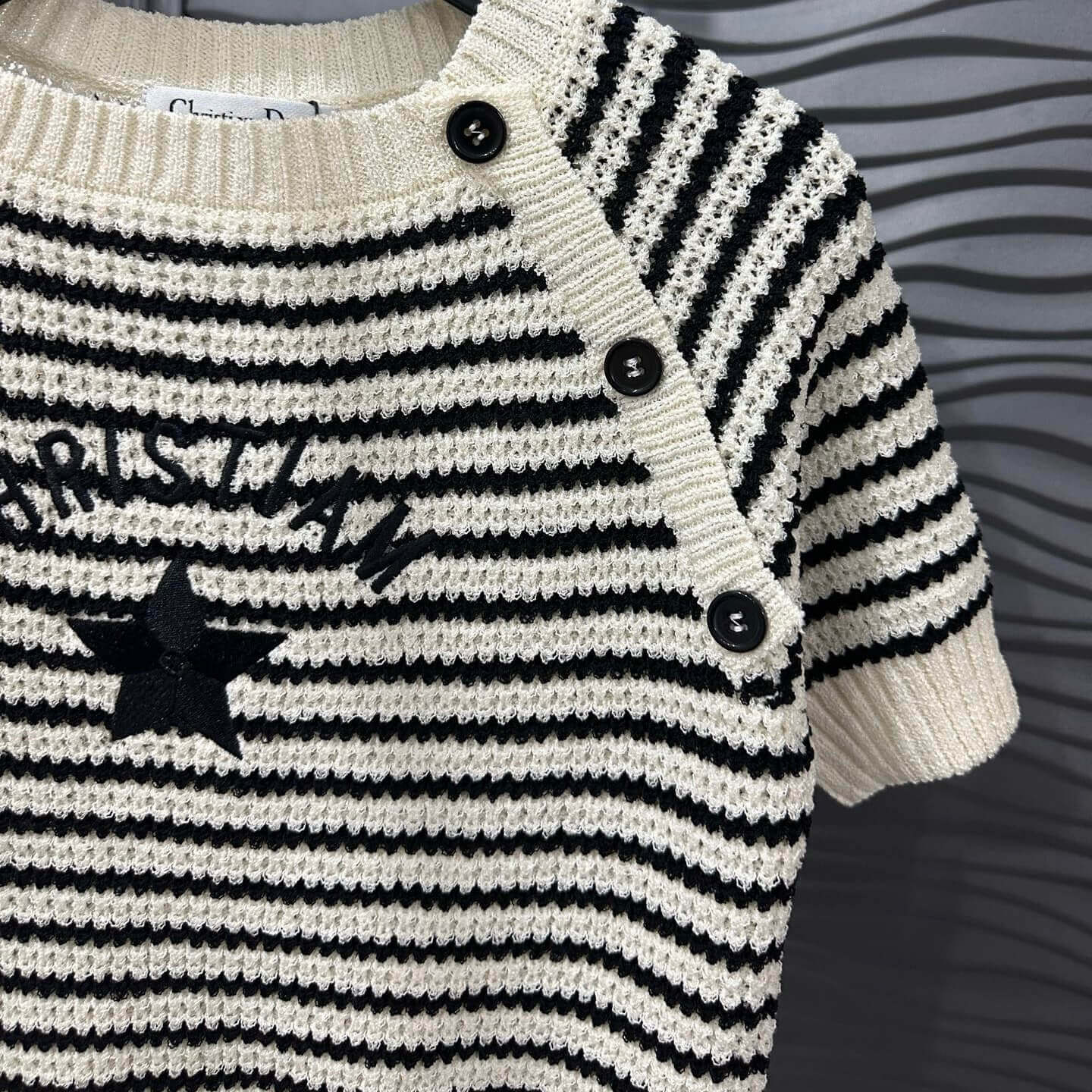 Classic Striped Embroidered Short Sleeve