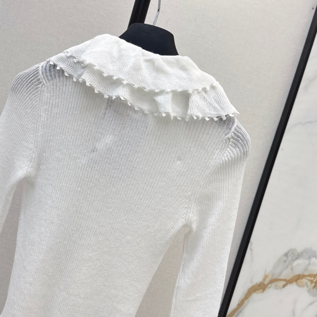 Chic & Elegant 3D Lace-Collar Knit Baselayer