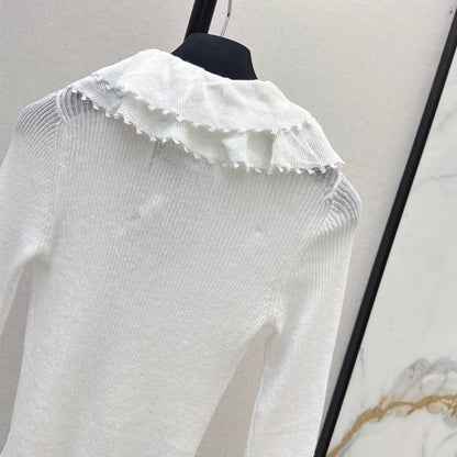 Chic & Elegant 3D Lace-Collar Knit Baselayer