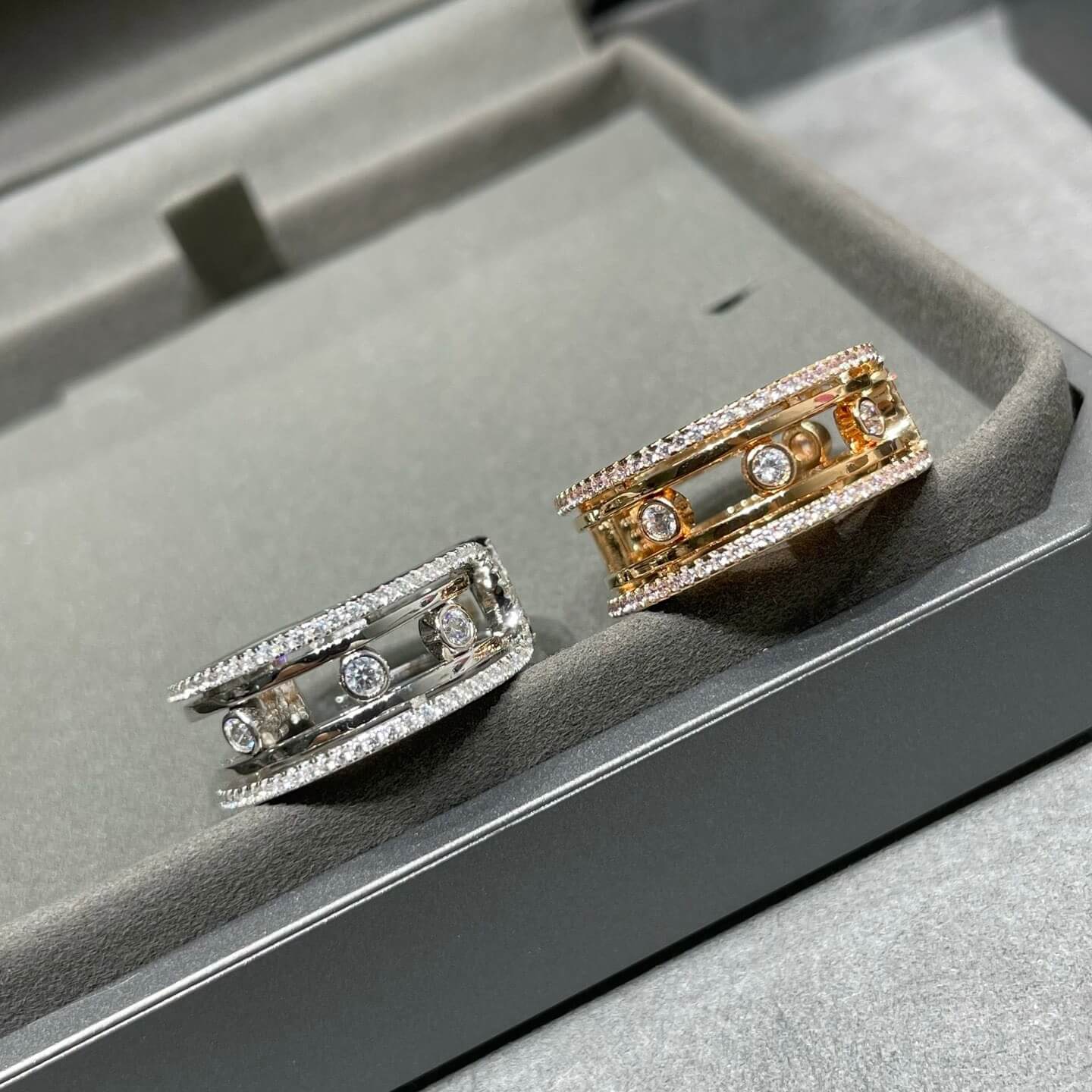 Unique Double-Row Articulated Open Ring