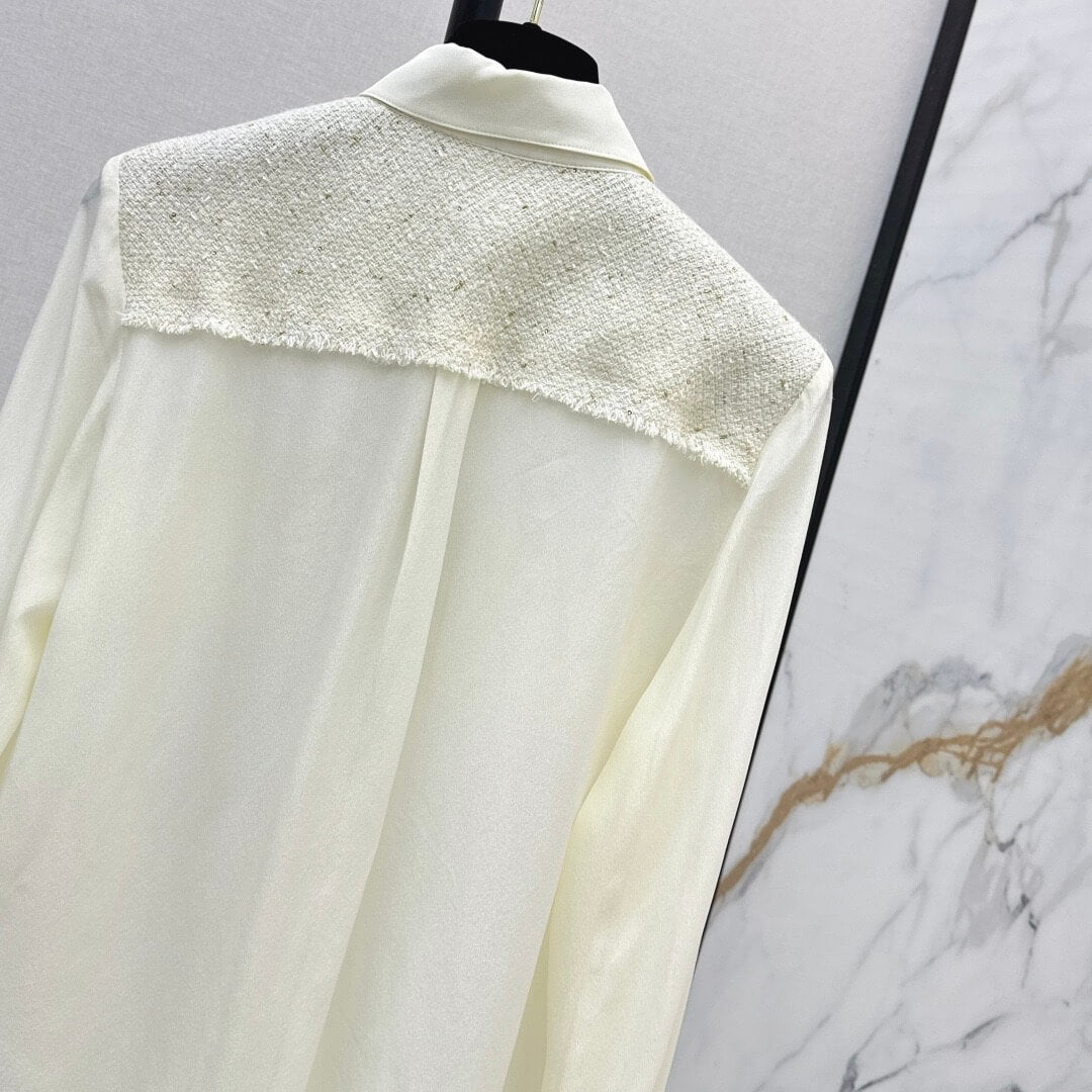Elegant Woven Patchwork Silk Shirt