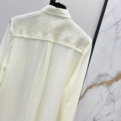Elegant Woven Patchwork Silk Shirt