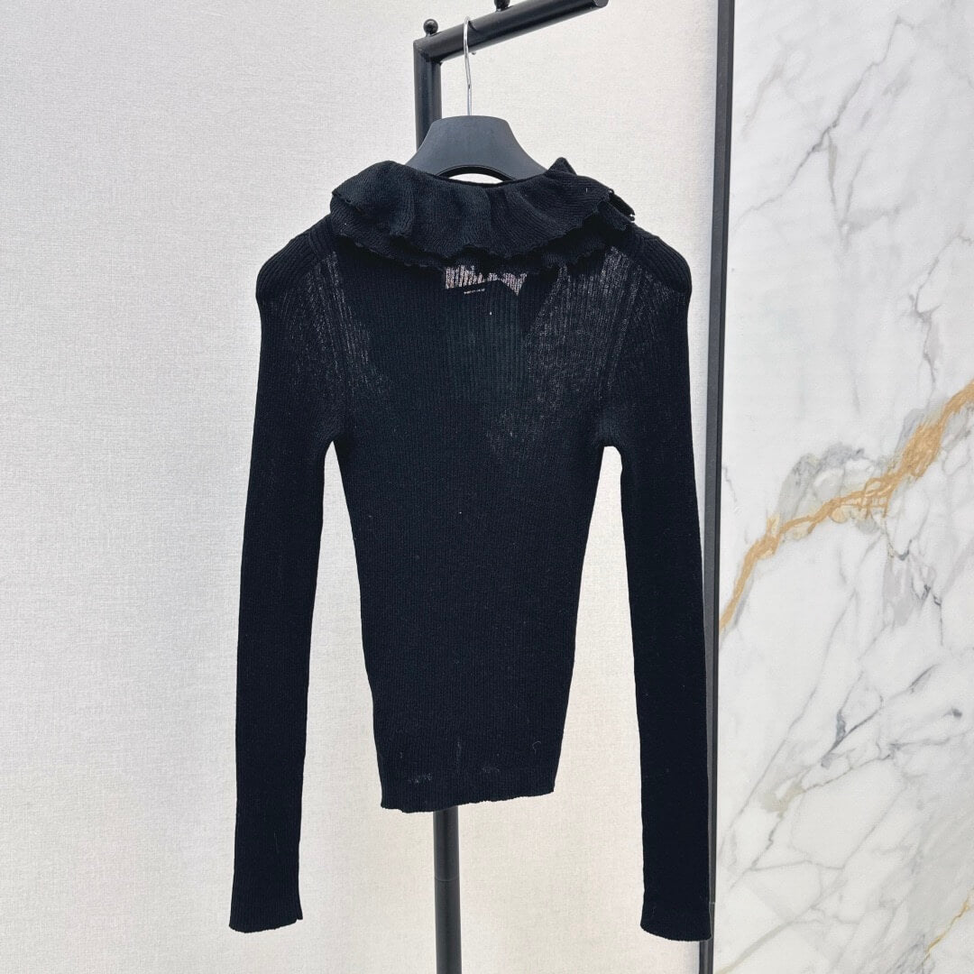 Chic & Elegant 3D Lace-Collar Knit Baselayer