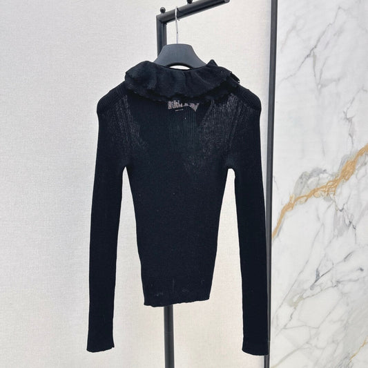 Chic & Elegant 3D Lace-Collar Knit Baselayer