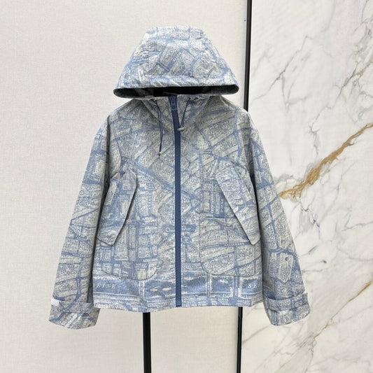 Classic Pattern Oversized Hooded Jacket
