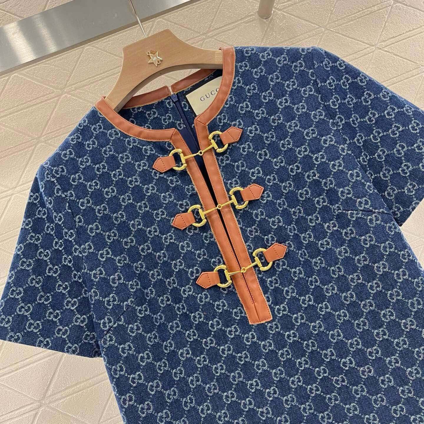 All-Over Print Saddle-Strap Collar Dress