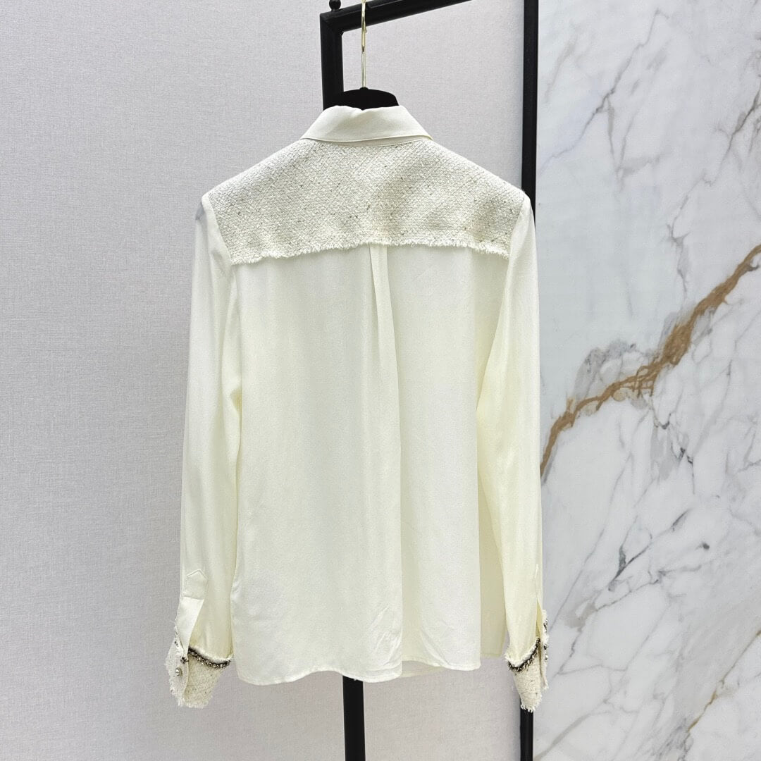 Elegant Woven Patchwork Silk Shirt