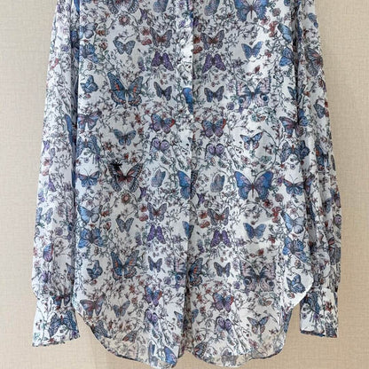 Classic Butterfly Floral Print Shirt