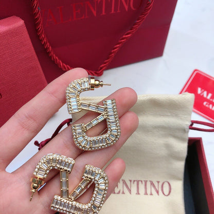 Classic Designed Full-Diamond Earrings