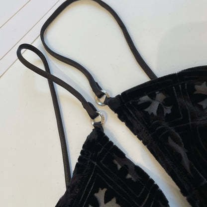 Velvet Cross Cut-Out Camisole Vest