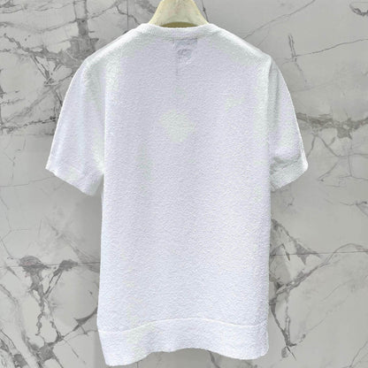 Artistic Print Fuzzy-Texture Short Sleeve
